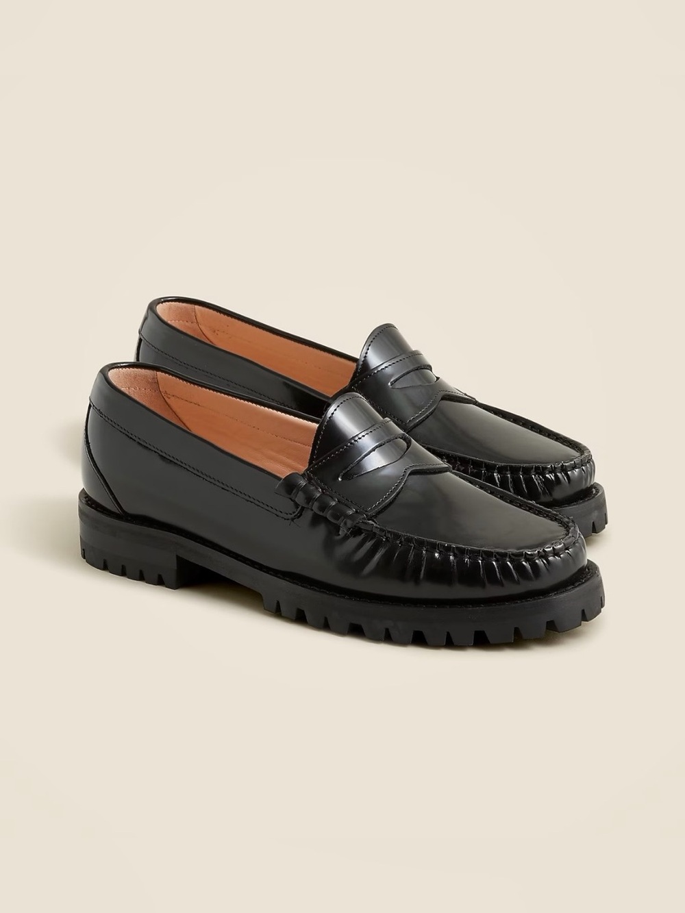 NEW J. Crew Winona Lug-Sole Penny Loafers Spazzolato Leather black 7.5 BT893